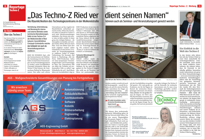 „Das Techno-Z verdient seinen Namen“ – Artikel in der Bezirksrundschau am 13.10.2011